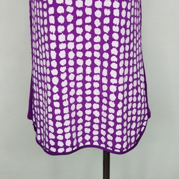 Susan Graver Liquid Knit Purple Circles Top, Size XS - Picture 3 of 11